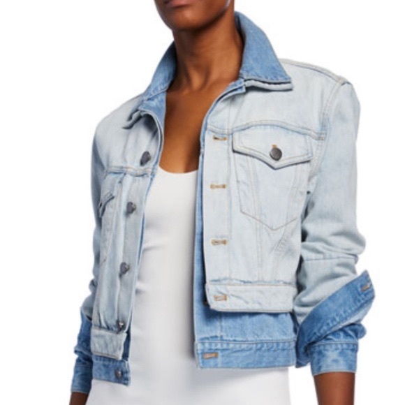ALICE AND OLIVIA TWO TONE DOUBLE JEAN JACKET - Picture 2 of 2